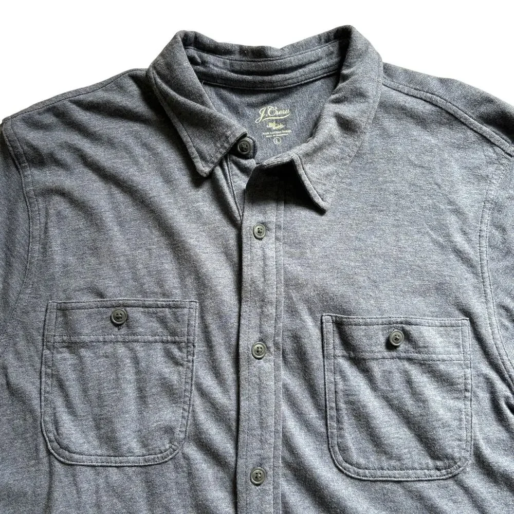 J. Crew Knit Goods Slub Cotton Yarns Casual Button Down Polo Men’s Large Blue